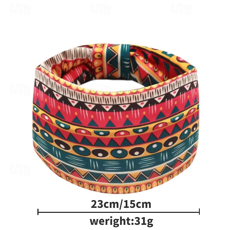 Bohemian Women S Elastic Headband African Fashion Print Wide Brimmed Headscarf Sports Yoga Headband4