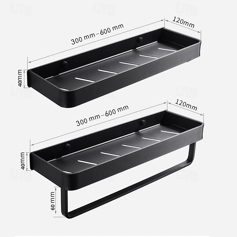 Shower Caddy Bathroom Shelves Wall Mounted Black Storage Organizer Rack Bathroom Kitchen Bathroom Hardware Pendant Bathroom Shelf Space Aluminum Shower Rack Corner Shelf Square Bath Shower Shelf2