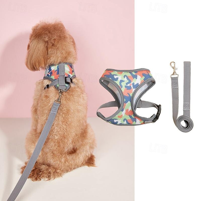 Hot Selling Pet Chest And Shoulder Straps For Breathability Comfort And Adjustable Fit. Classic Camouflage Contrasting Color Dog Leash3