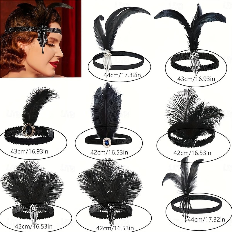 Head Jewelry Flapper Headband Retro Vintage Roaring 20s 1920s Plastic For Cosplay Carnival Women's Costume Jewelry Fashion Jewelry2