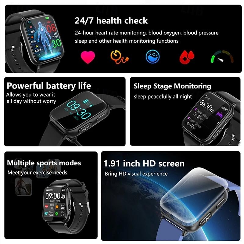 TK10 ECGPPG Smart Watch Non-invasive Blood Sugar Heart Rate Blood Pressure Blood Oxygen Sleep Monitoring Smartwatches2