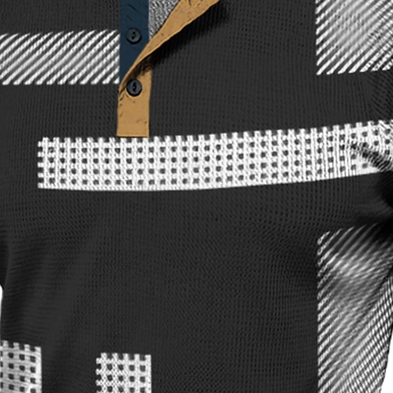 Geometry Men's Business Casual 3D Print Waffle Henley T Shirt Tee Casual Daily T shirt Black Blue Brown Short Sleeve Henley Shirt Spring & Summer Clothing Apparel S M L XL 2XL 3XL3