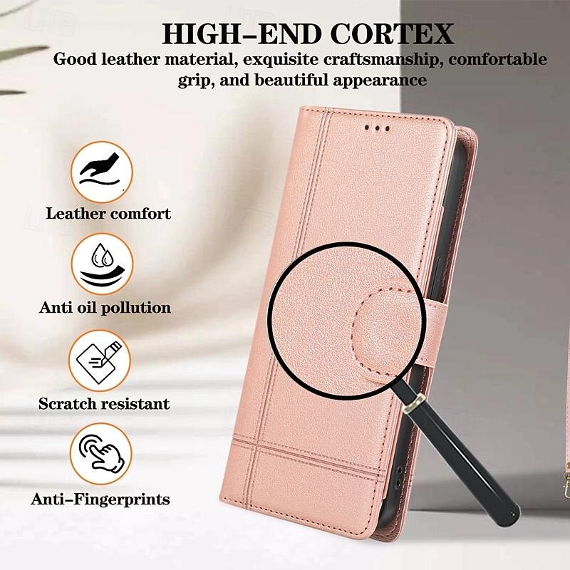 Phone Case For iPhone 17 Pro Max 17 Air 16 15 14 Pro Max Plus 13 12 11 Pro Max Mini Wallet Case Mirror Zipper Full Body Protective Geometric Pattern TPU PU Leather4