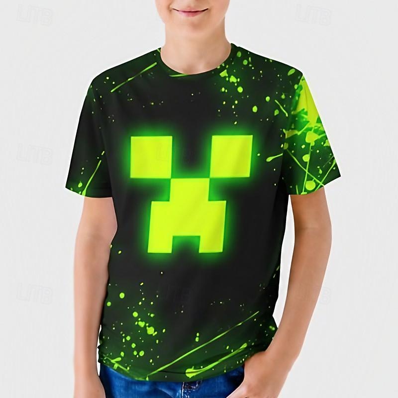 Boys 3D Graphic Geometric Tee Shirt Short Sleeve 3D Print Summer Active Sports Fashion Polyester Kids 3-12 Years Crew Neck Outdoor Casual Daily Regular Fit