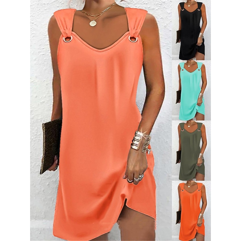 Women's Mini Dress Black Dress Casual Dress Cocktail Dress Formal Dress Vacation Fashion Basic Daily Date Going out Loose Fit Sleeveless Strap Black White Pink Blue Summer Spring