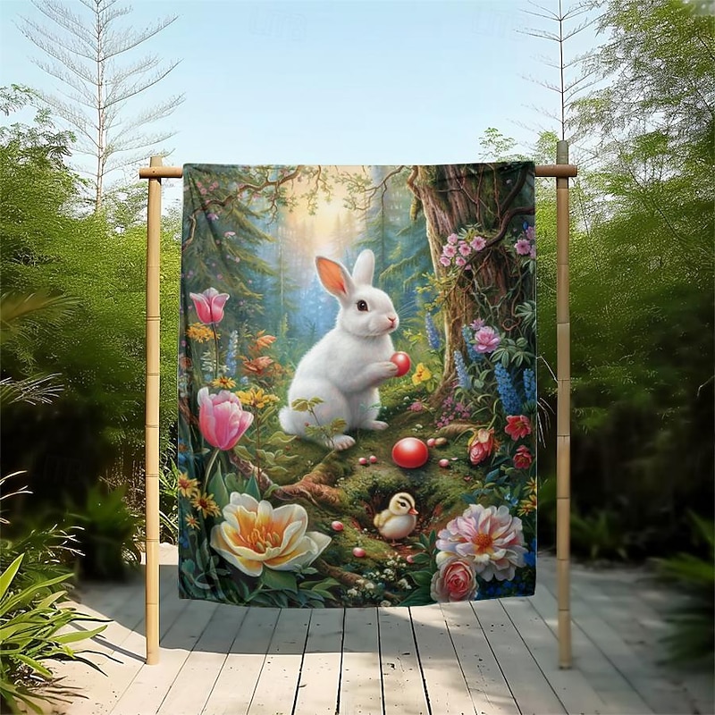 Easter Day Bunny Rabbit Pattern Throws Blanket Flannel Throw Blankets Warm All Seasons Gifts Big Blanket3