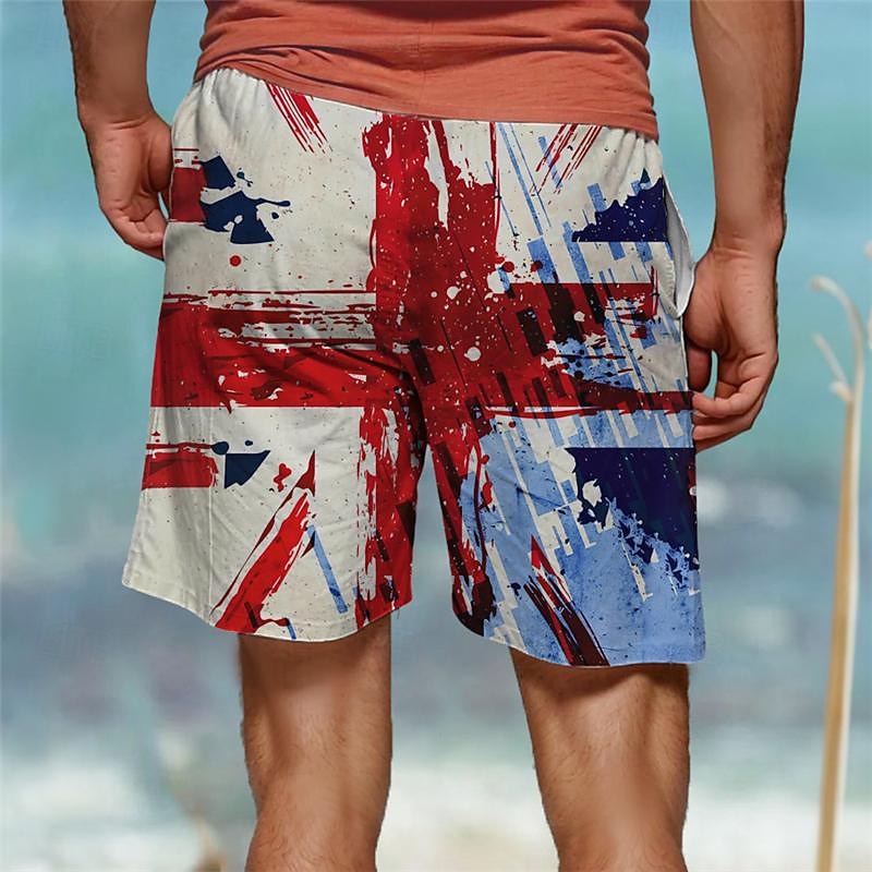Men's National Flag Swim Shorts Board Shorts Swimming Trunks Mid Waist Vacation Hawaiian Holiday Vacation Holiday Beach Drawstring with Mesh lining Elastic Waist Designer Clothing Apparel2
