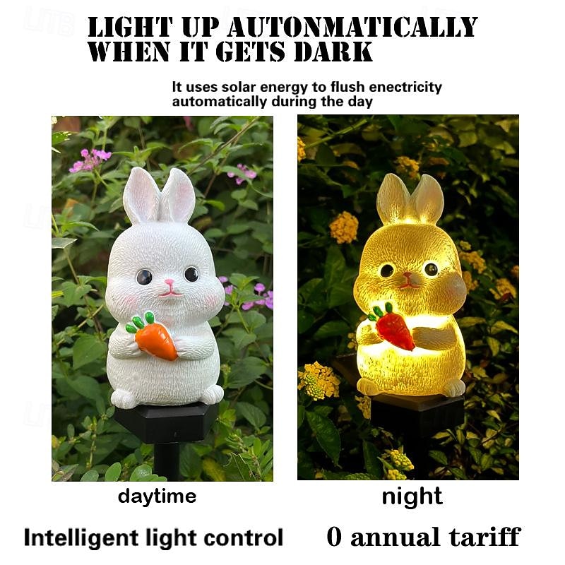 Easter Solar Garden Lamp Rabbit Frog Animal Solar Resin Lamp Outdoor Waterproof Decor Wooden Pile Lamp Holiday Courtyard Walkway Lawn Outdoor Decoration 1pc2