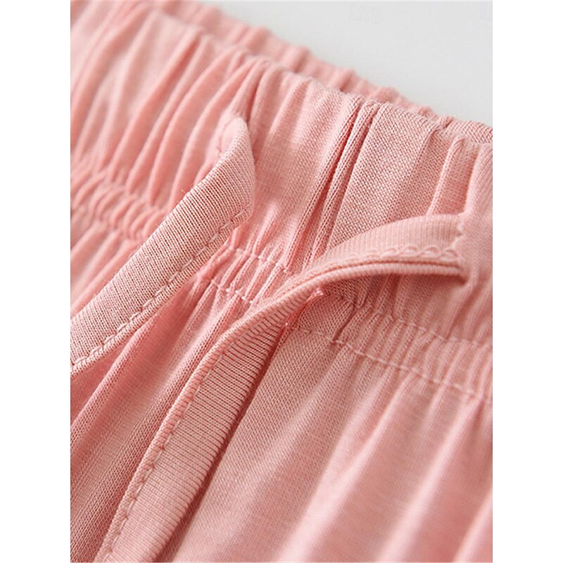 Women's Pajamas Sets Pure Color Simple Comfort Home Daily Bed Modal Breathable Crew Neck Long Sleeve T shirt Tee Pant Elastic Waist Summer Spring Home Outfits 23