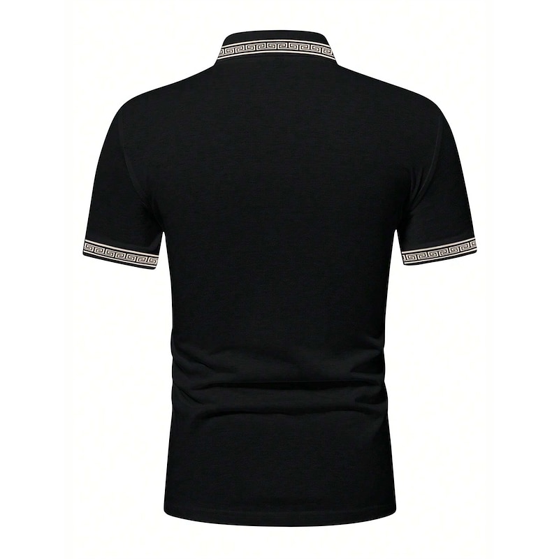 Men's Polo Shirt Button Up Polos Casual Sports Lapel Short Sleeve Fashion Basic Color Block Patchwork Summer Regular Fit Black Army Green Burgundy Navy Blue Beige Polo Shirt2