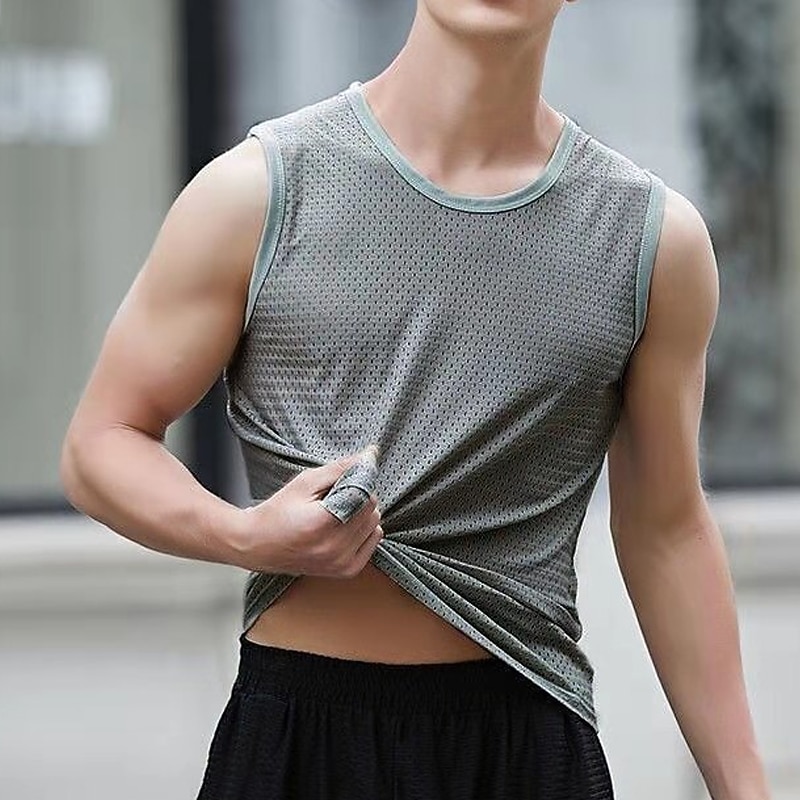 Men's Tank Top Vest Top Undershirt Sleeveless Shirt Sleeveless Crewneck Summer Plain Fashion Designer Basic Vacation Street Going out Black White Dark Blue Top Tee for Men