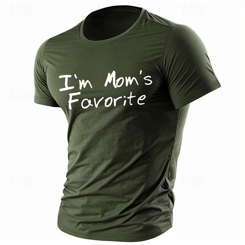 Men's I'm Mom's Favorite T Shirt Tee Top 100% Cotton Short Sleeve Graphic Shirt Black White Burgundy Comfortable Tee Sports Outdoor Holiday Fashion Designer Clothing