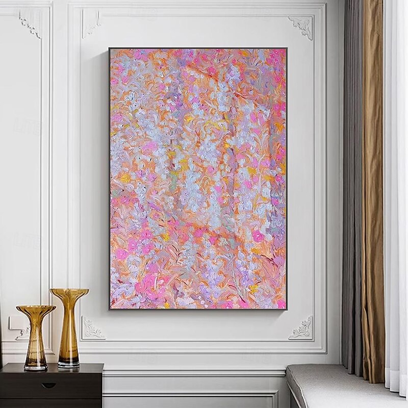 Mintura Handmade Abstract Pink Flower Oil Paintings On Canvas Wall Art Decoration Modern Picture For Home Decor Rolled Frameless Unstretched Painting3