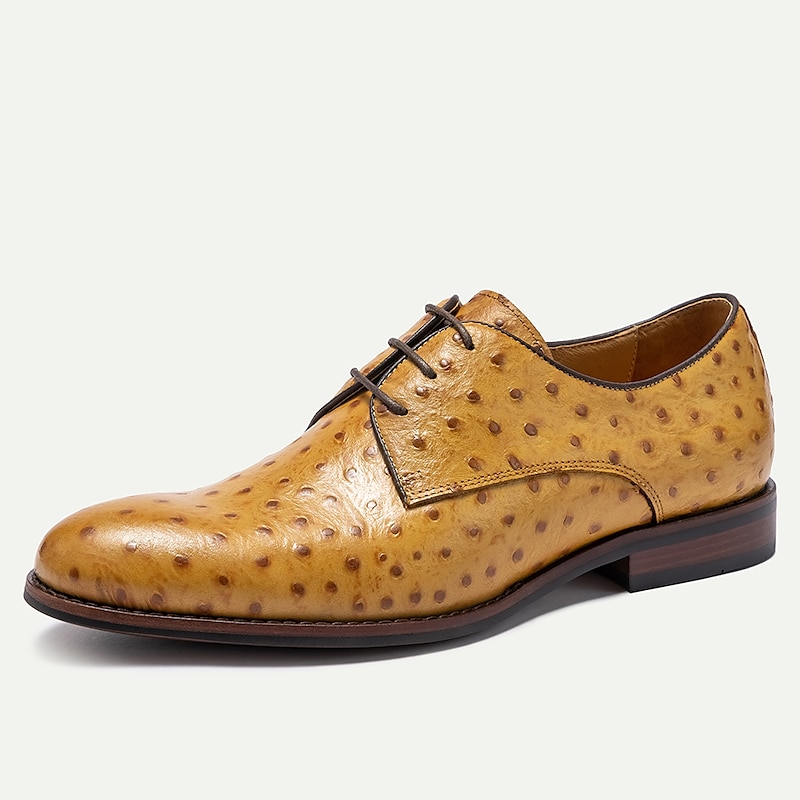 Men's Ostrich Leather Derby Shoes - Luxury Formal Dress Shoes for Business and Special Occasions2