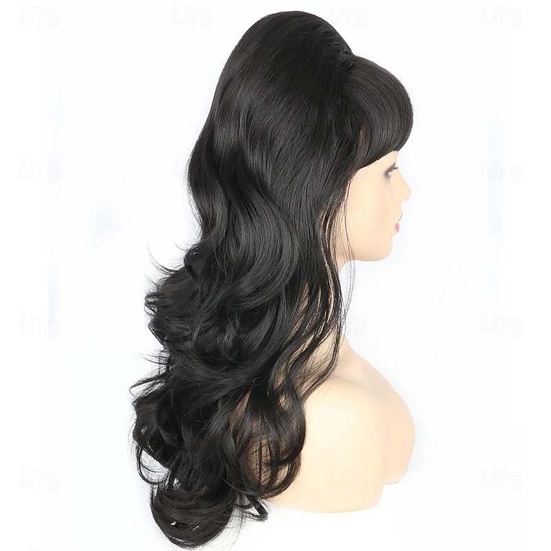 Women Wigs Black Beehive Wigs Bouffant Wig Long Wavy Carnival 60s 70s Costume Party Wig Halloween Wigs3
