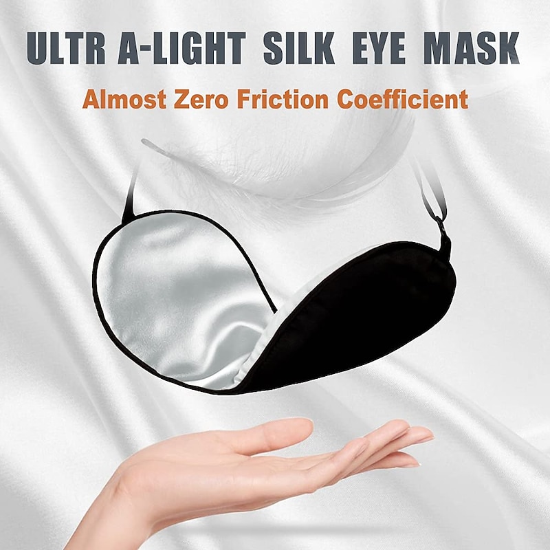 100% Real Natural Pure Silk Eye Mask with Adjustable Strap for Sleeping, Double Side  Mulberry Silk Eye Sleep Shade Cover, Blocks Light Reduces Puffy Eyes4