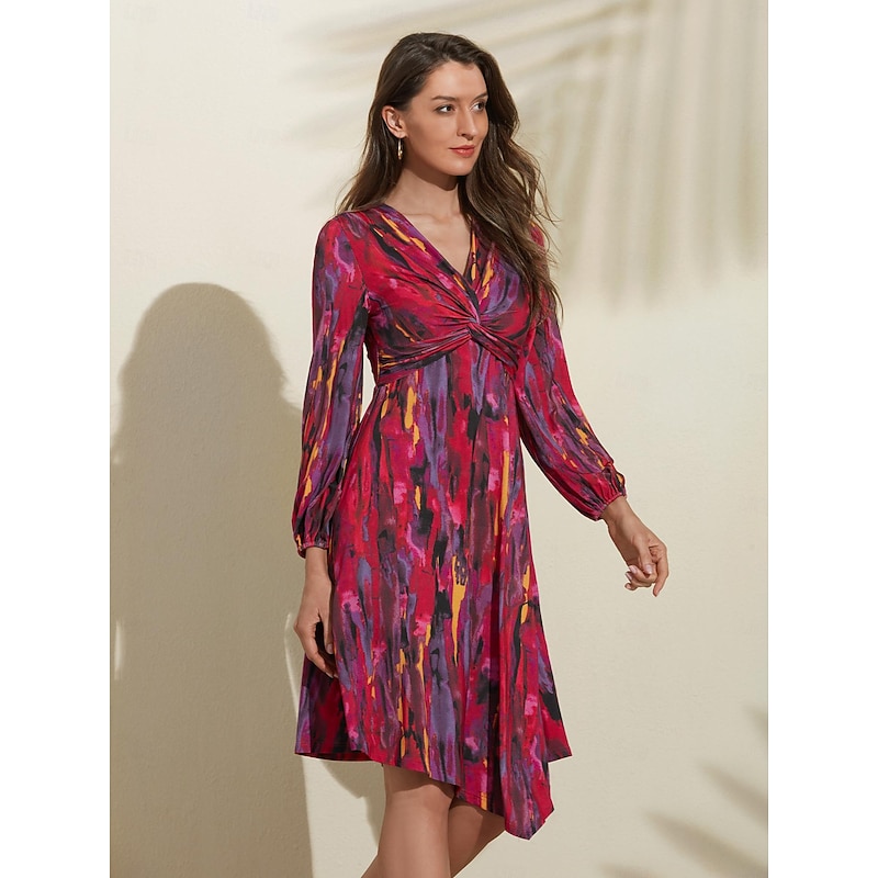 Graphic Knot Front A-Line Midi Dress4