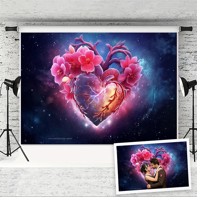 Valentine Floral Heart Hanging Tapestry Wall Art Large Tapestry Mural Decor Photograph Backdrop Blanket Curtain Home Bedroom Living Room Decoration3