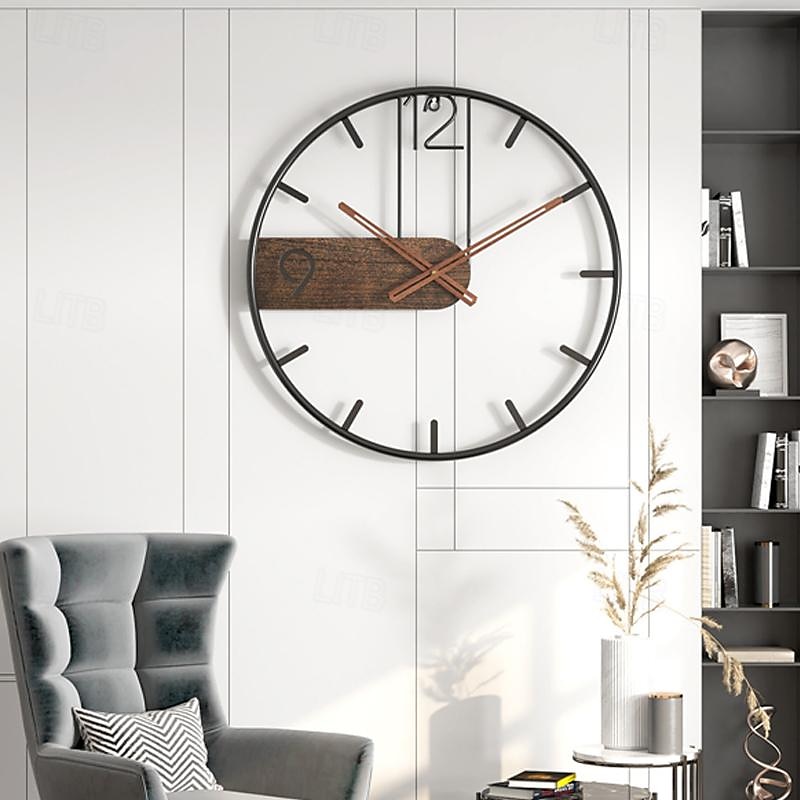 Wall Clock Large for Living Room Decor Decorative Silent Non Ticking Battery Operated Analog Metal Wall Clocks for KitchenBedroomOfficeDinng Room 40 50 cm