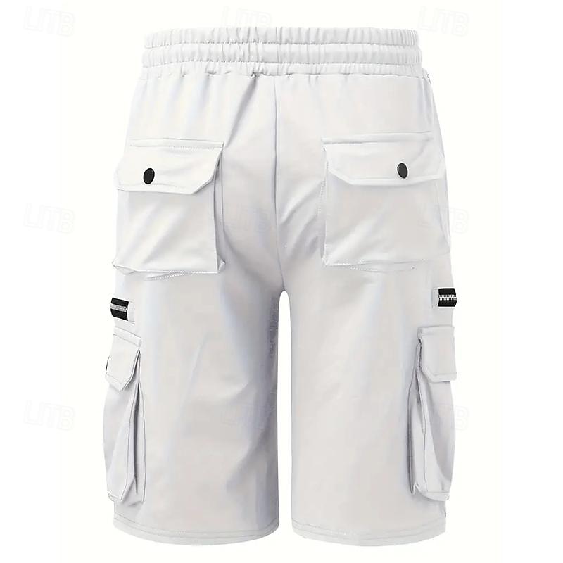 Men's Cargo Shorts Sweat Shorts Drawstring Elastic Waist Plain Breathable Soft Casual Weekend Fashion Streetwear Loose Fit Denim Blue Black Micro-elastic3