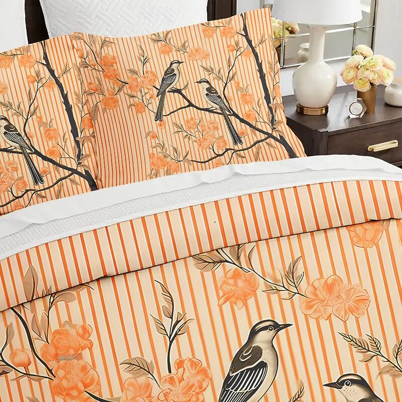 L.T.Home 100% Cotton Sateen Duvet Cover Set Reversible Premium 300 Thread Count Floral Elite Bedding Set Queen King Size 6