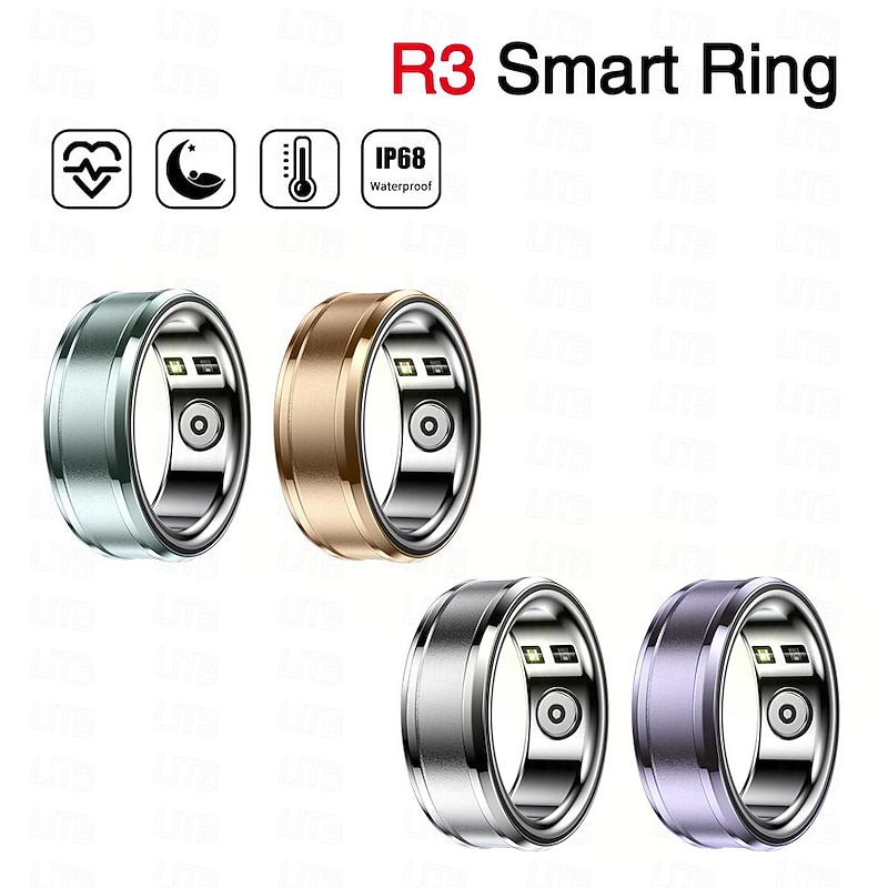 R3 Smart Watch Smart Band Fitness Bracelet Bluetooth Temperature Monitoring Pedometer Sleep Tracker Compatible with Android iOS Women Men Step Tracker IP68 18.1mm 19.8mm 20.6mm Ring inner diameter2