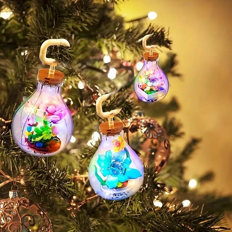 Women's Day Gifts Light Bulb Succulent Flower Plant Building Blocks Succulent Potted Plant Building Blocks Desktop Decoration Gift Women's Day Mother's Day Gifts for Girls Mother's Day Gifts for MoM2