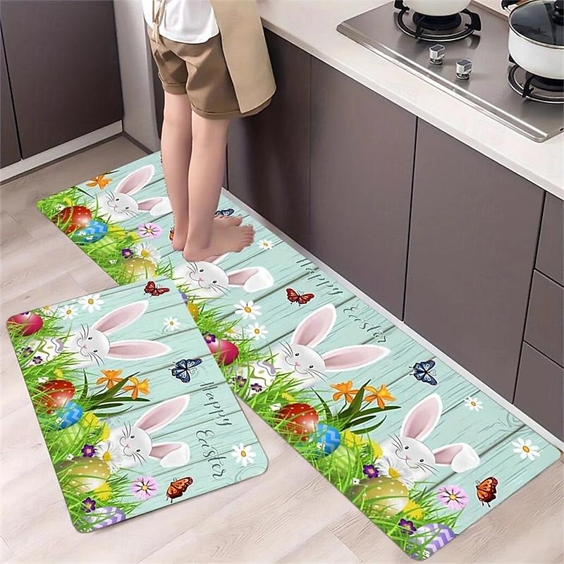 Happy Easter Bunny Area Rug Kitchen Mat Non-Slip Oil Proof Floor Mat Livingroom Rug Indoor Outdoor Mat Bedroom Decor Bathroom Mat Entrance Rug Door Mat2