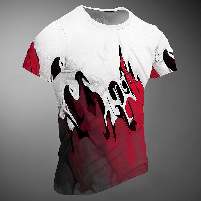 Men's Graphic Color Block Flame T Shirt Short Sleeve T shirt 3D Print Crew Neck Shirt Sports Daily Casual Sports Outdoor Holiday Going out Red Blue Purple Spring & Summer Clothing Apparel S M L XL