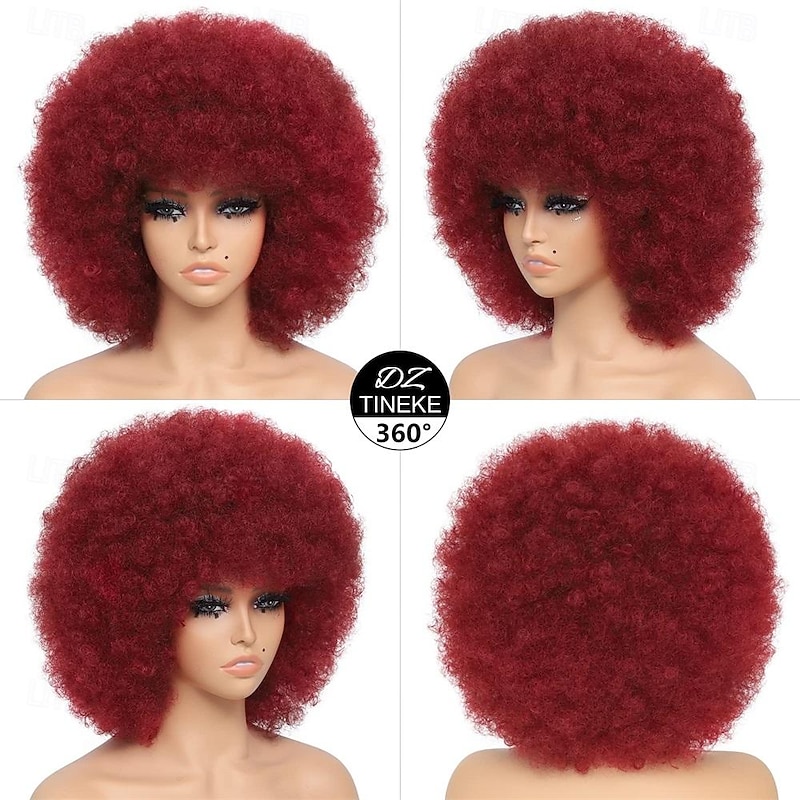 Afro Wigs for Black Women 10 inch Afro Curly Wig 70s Large Bouncy and Soft Natural Looking Full WIgs for Party Cosplay Afro Wig Halloween Wigs3