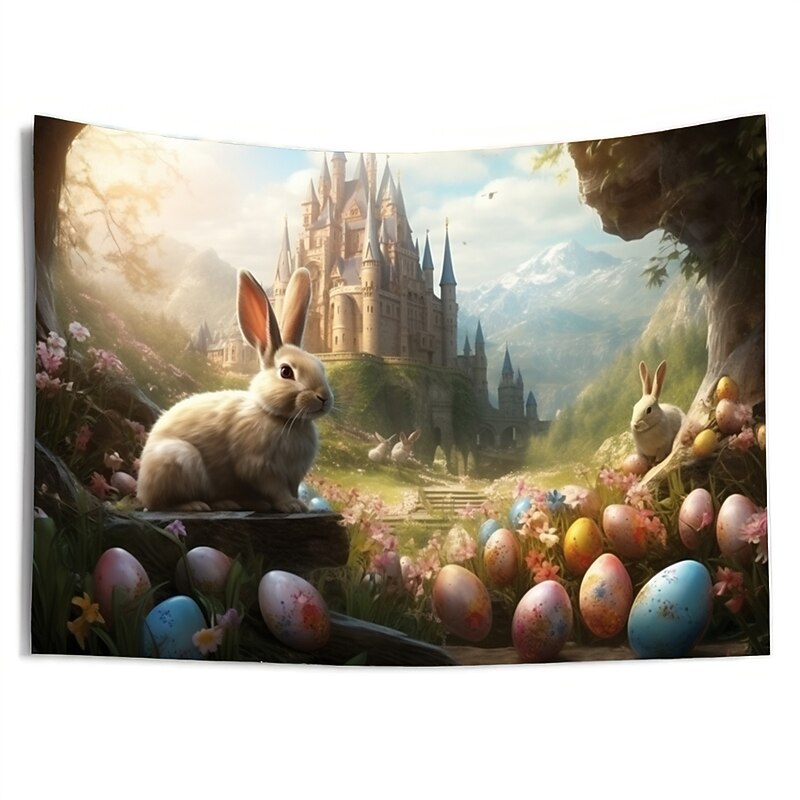 Rabbit Castle Hanging Tapestry Wall Art Large Tapestry Mural Decor Photograph Backdrop Blanket Curtain Home Bedroom Living Room Decoration 8