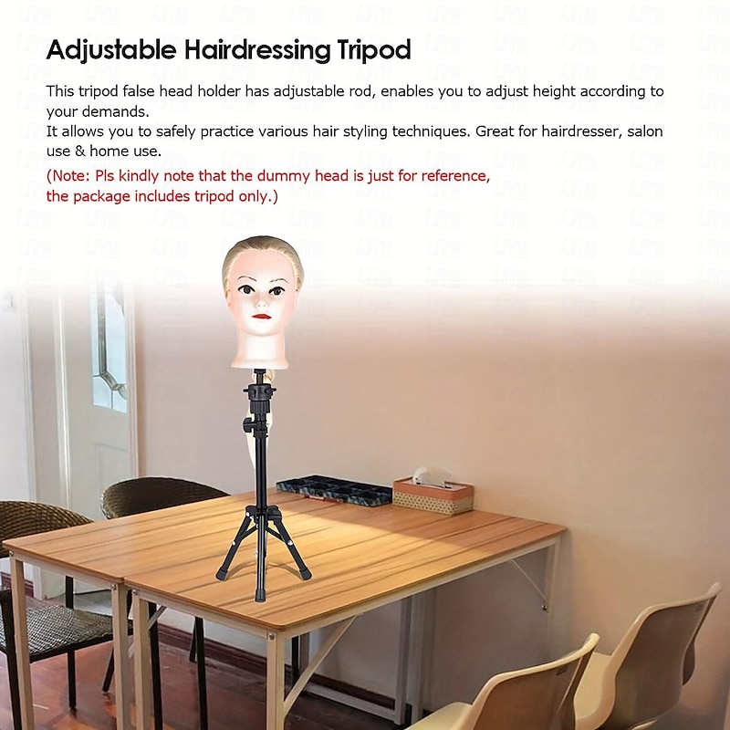 22 Inch Wig HeadWig Stand Tripod with HeadCanvas Wig HeadMannequin Head for WigsManikin Canvas Head Block Set for Wigs Making Display with Wig caps T/C Pins Set4