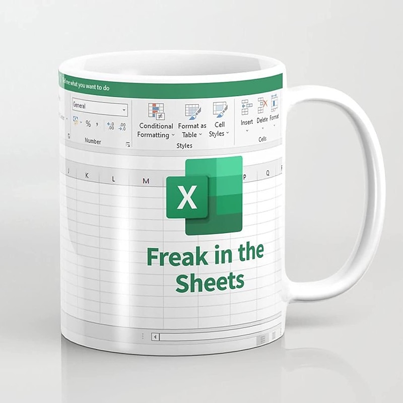 Excel Coffee Mug, Funny Gifts for Women Men Freak In The Sheets Mug Gifts for Boss CPA Friend Coworkers Accountant White Ceramic Office Mug 11.8 oz