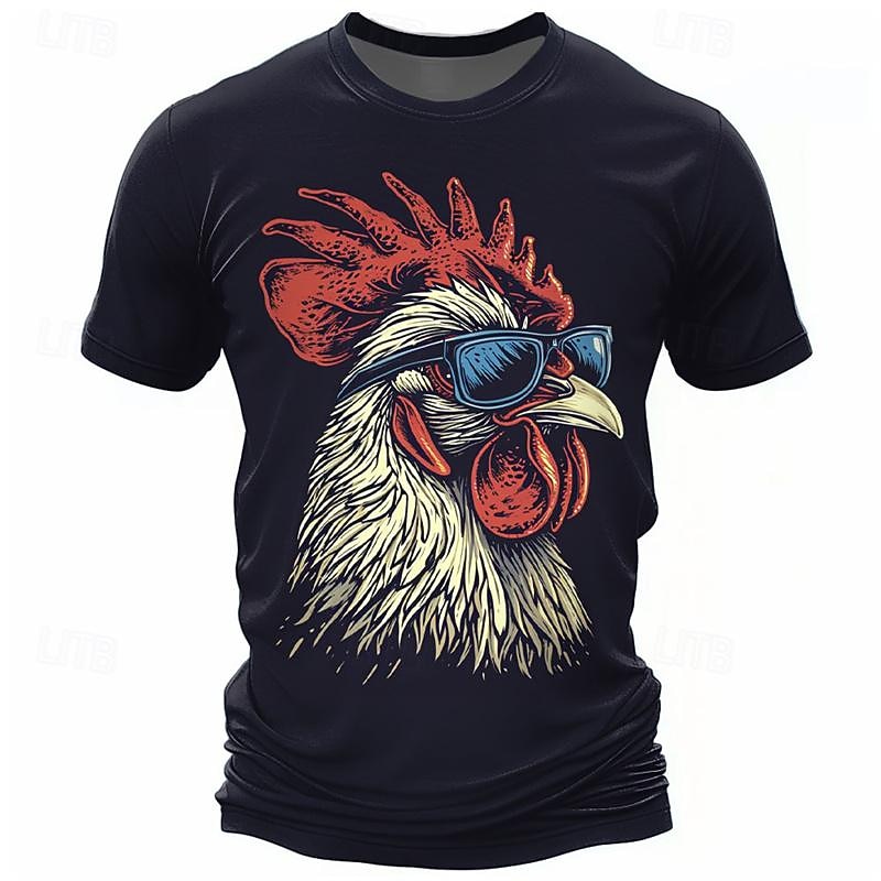 Men's Graphic Animal Rooster T Shirt Short Sleeve T shirt 3D Print Crew Neck Shirt Casual Subculture Sports Outdoor Holiday Going out Red Brown Beige Spring & Summer Clothing Apparel S M L XL 2XL 3XL2