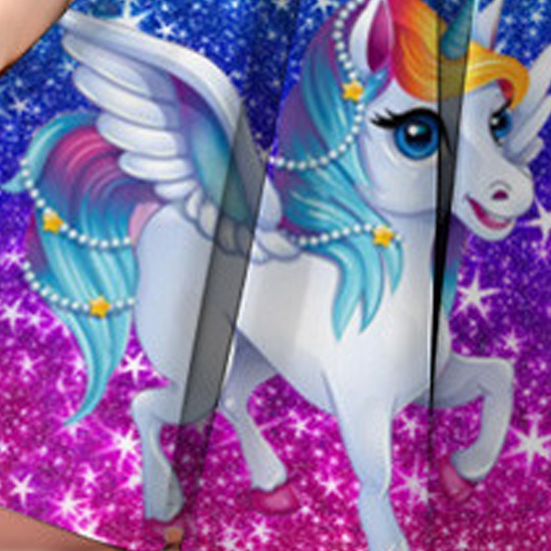 Girls' 3D Rainbow Unicorn Ruffle Dress Sleeveless 3D Print Summer Daily Holiday Casual Beautiful Kids 3-12 Years Casual Dress Tank Dress Above Knee Regular Fit4