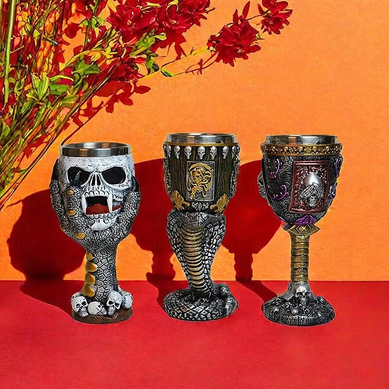 Medieval Goblet - Skull Beer Goblet Drinking - Stainless Steel Goblet Collectors - Ideal Gothic Gift, Party Decoration4