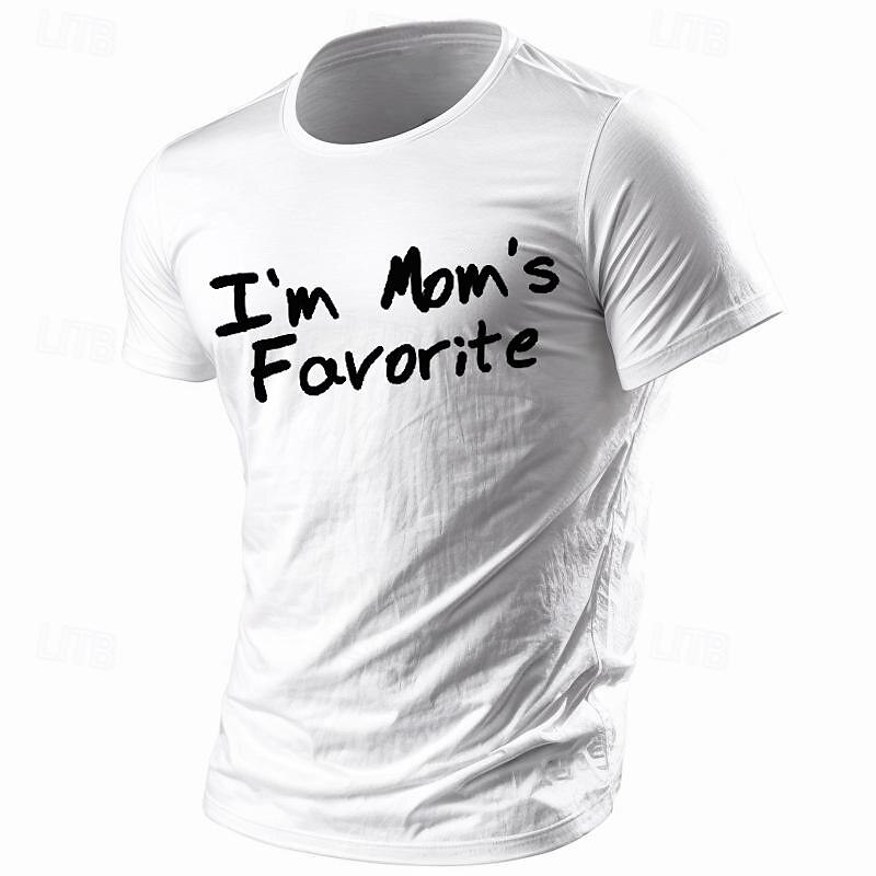 Men's I'm Mom's Favorite T Shirt Tee Top 100% Cotton Short Sleeve Graphic Shirt Black White Burgundy Comfortable Tee Sports Outdoor Holiday Fashion Designer Clothing2