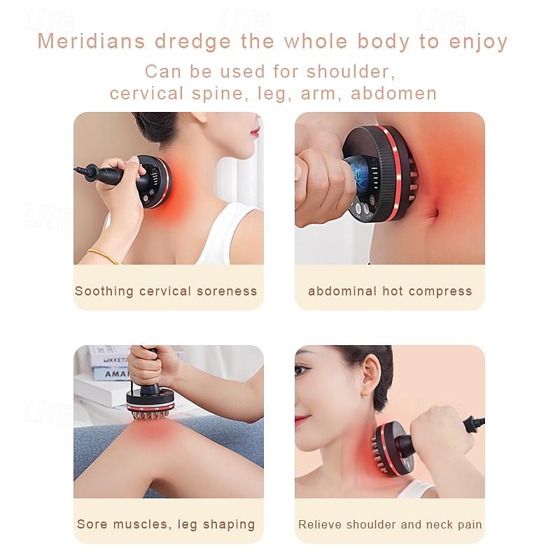 Multi-function Health Dredge Meridian Massage Brush Detoxi Warm Moxibustion Microcurrent Body Slimming Massager Infrared Red Light Hot Compress Waist Belly Massage Relaxation Tool3