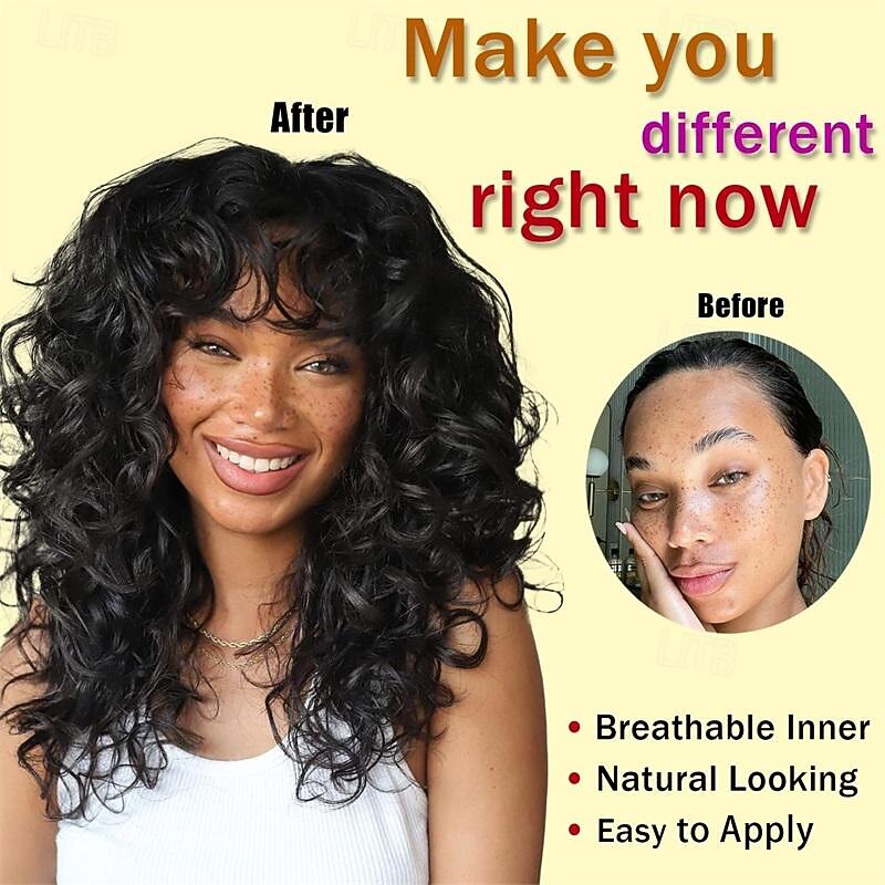 Curly-Wig Big-Curly-Wigs-for-White-Black-Women 20 Inch- Long-Curly-Afro-Wig-with-Bangs Synthetic-Hair-Replacement-Wigs-for- Cosplay and Daily Halloween Wigs3