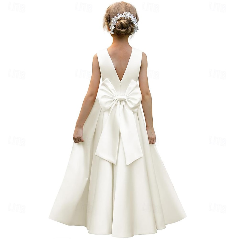 Kids Girls' Flower Girl Dress Party Dress Solid Color Sleeveless Wedding Anniversary Party Fashion Adorable Daily Polyester Summer Spring 2-12 Years Beige