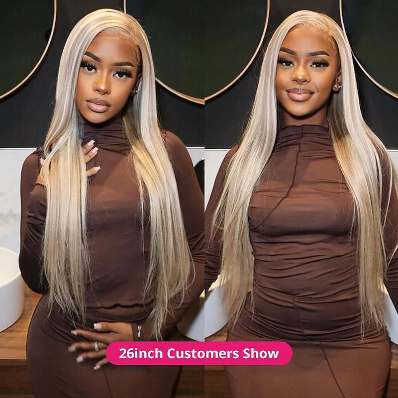 13x4 Lace Front Wig P10/613 Highlight Wig Human Hair Straight Hair  Colored Human Hair Wigs 180% Density4