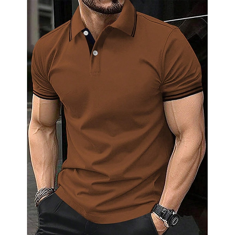 Men's Polo Shirt Button Up Polos Business Casual Lapel Short Sleeve Fashion Basic Plain Button Summer Regular Fit White Yellow Red Navy Blue Royal Blue Blue Polo Shirt4