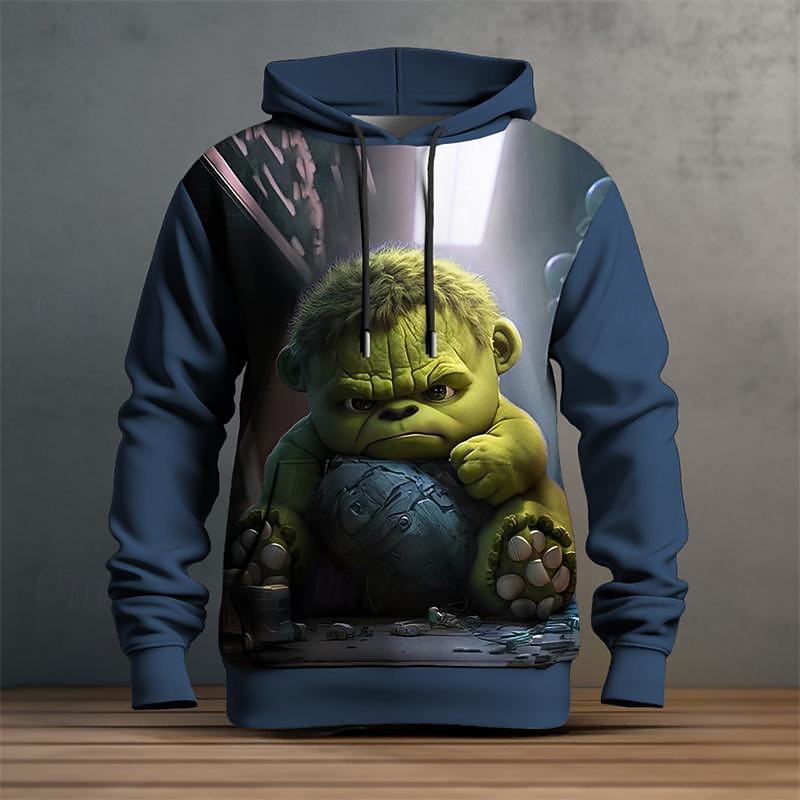 Men's Graphic Cartoon Hoodie Hoodies Sweatshirt Fashion Daily Long Sleeve Hooded Vacation Sports Outdoor Holiday Red Blue Print Front Pocket Spring &  Fall Designer4