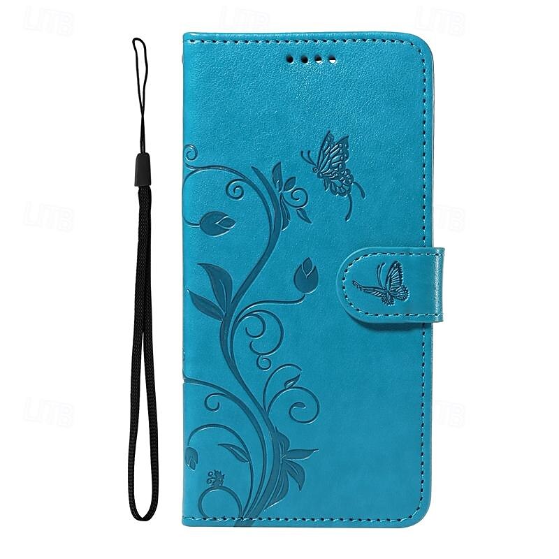 Phone Case For Samsung Galaxy S25 S24 S23 S23 FE S22 S21 Ultra Plus A34 A54 A73 A53 Wallet Case Embossed Full Body Protective with Wrist Strap Tree Butterfly TPU PU Leather2