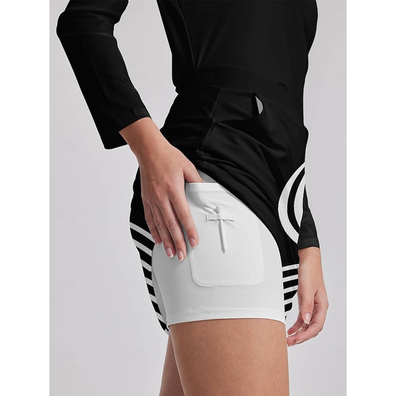 Women's Tennis Skirts Golf Skirts 16inch Pickleball Black Bottoms Stripe Ladies Golf Attire Clothes Outfits Wear Apparel3
