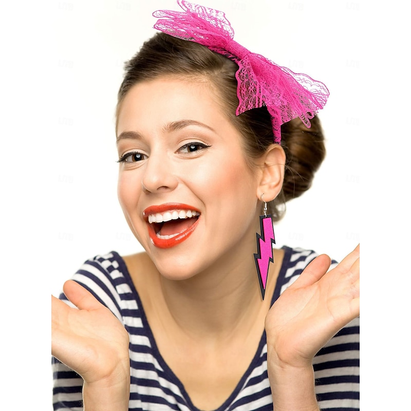 Retro Vintage 1980s Outfits Headband Earrings Fancy Dress Women's Halloween Carnival Masquerade Party / Evening Pride Parade Pride Month Adults' 1 Pair of Earrings Headband3