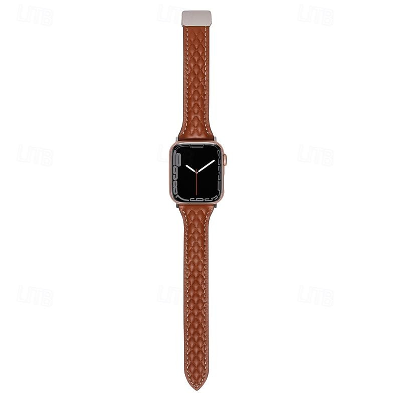 Leather Link Compatible with Apple Watch band 38mm 40mm 41mm 42mm 44mm 45mm 49mm Rugged Magnetic Clasp Luxury Genuine Leather Strap Replacement Wristband for iwatch Ultra 2 Series 9 8 7 SE 6 5 4 3 2 14