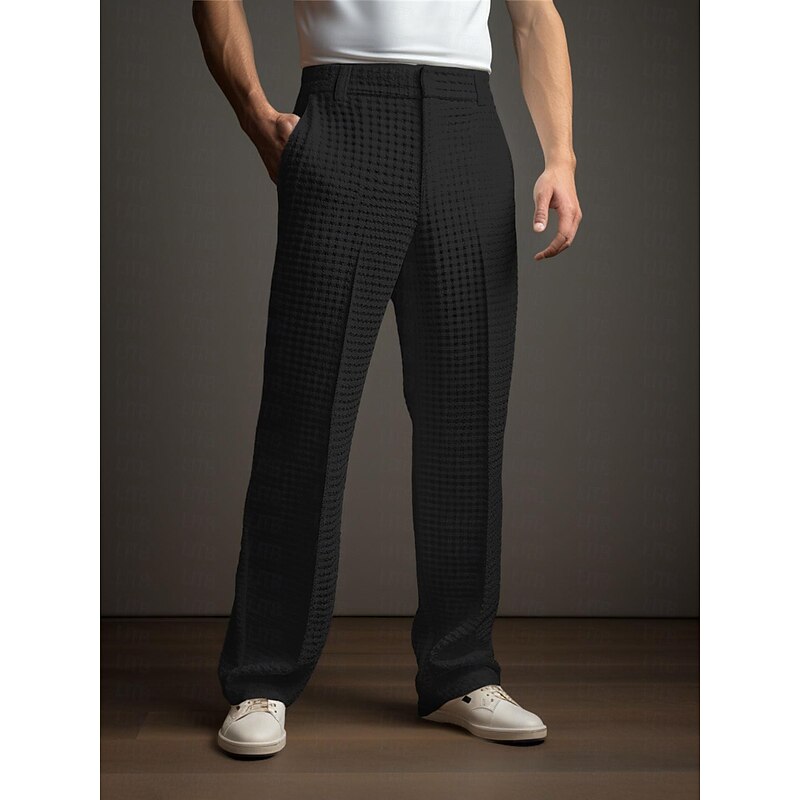Men's Flared Pants Bell Bottom Trousers Dress Pants Suit Pants Pocket Plain Comfort Soft Full Length Outdoor Casual Daily Vacation Fashion Black White Inelastic