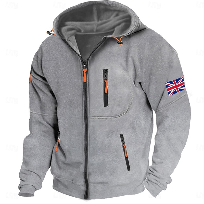 Men's Graphic Prints National Flag Hoodies Long Sleeve Sweatshirts  Hooded Fashion Daily Vacation Going out Spring &  Fall Gray 4 Gray #5 Dark Blue Clothing Apparel Designer S M L XL 2XL 3XL4