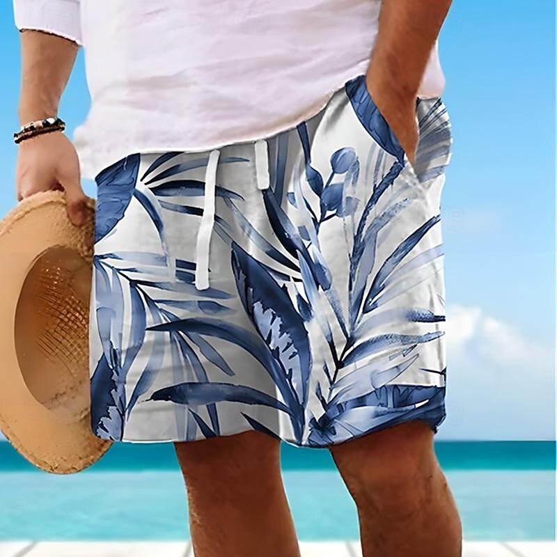 Men's Leaf Swim Trunks Swim Shorts Board Shorts Mid Waist Hawaiian Casual Holiday Beach Drawstring with Mesh lining Elastic Waist Designer Clothing Apparel - Main Image